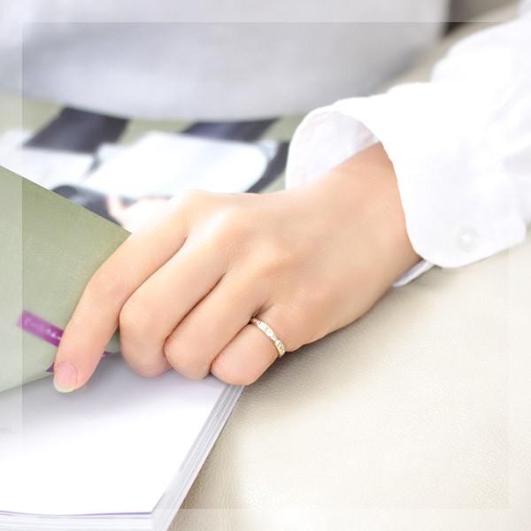 ダイヤモンド リング レディース 指輪 ダイヤ 18金 18k K18 ゴールド ピンキーリング レールエタニティ SIクラス 0.21ct カラット 文字入れ不可の画像