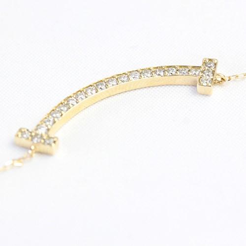 ダイヤモンド ネックレス スマイル ライン レディース リバーシブル