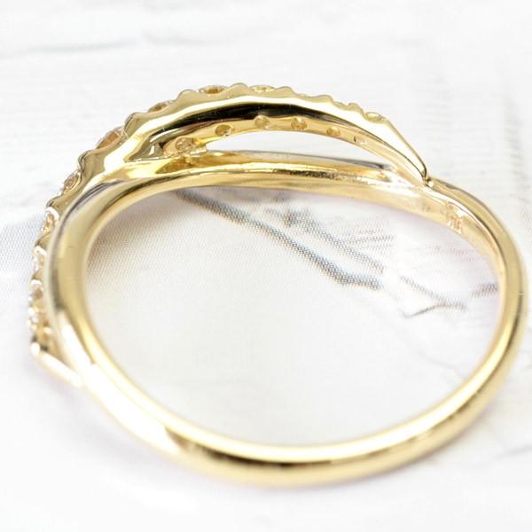 ダイヤモンド リング レディース 指輪 ダイヤ 18金 18k K18 ゴールド 0.3ct H＆C 11石 ウェーブ グラデーション SIクラス品質 文字入れ不可の画像