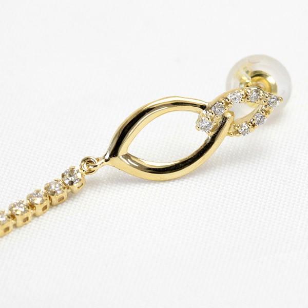 ピアス レディース ダイヤモンド ダイヤ 18金 18k K18 ゴールド 揺れる 0.34ct カラット 菱形二連 ラインの画像