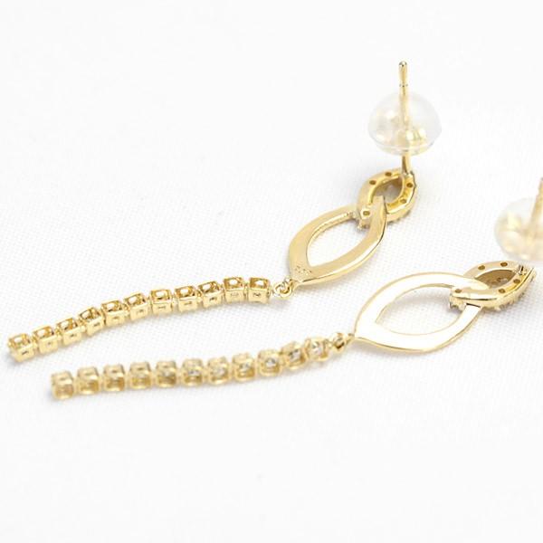 ピアス レディース ダイヤモンド ダイヤ 18金 18k K18 ゴールド 揺れる 0.34ct カラット 菱形二連 ラインの画像