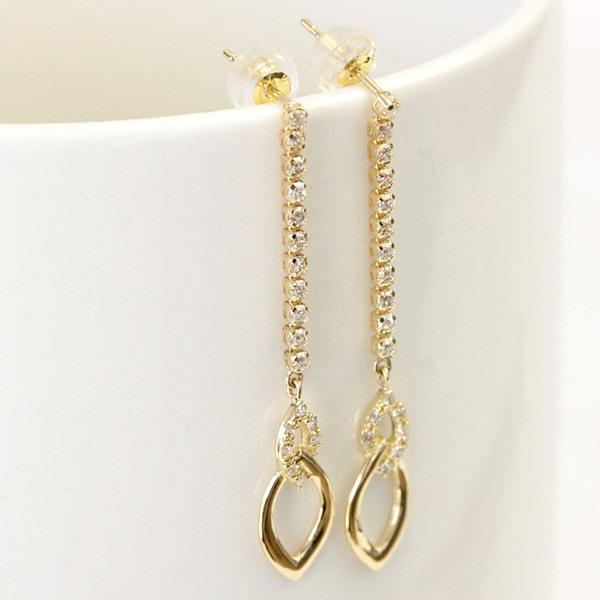 ピアス レディース ダイヤモンド ダイヤ 18金 18k K18 ゴールド 揺れる 0.34ct カラット マーキスの画像