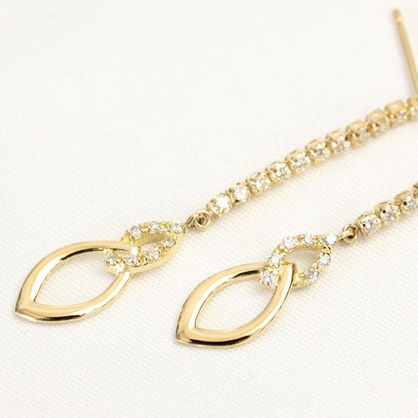 ピアス レディース ダイヤモンド ダイヤ 18金 18k K18 ゴールド 揺れる 0.34ct カラット マーキスの画像