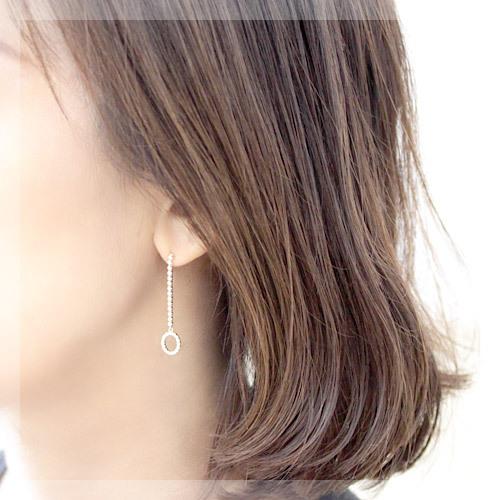 ピアス レディース ダイヤモンド ダイヤ 18金 18k K18 ゴールド 揺れる 