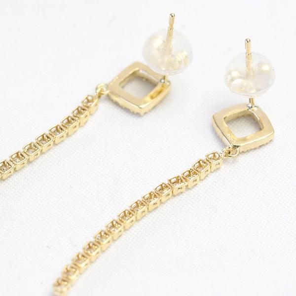 ピアス レディース ダイヤモンド ダイヤ 18金 18k K18 ゴールド 揺れる 0.46ct カラット 菱形 ラインの画像