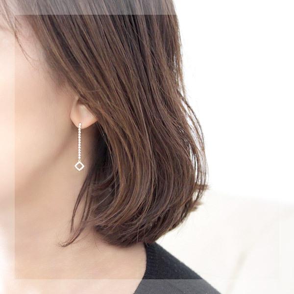 ピアス レディース ダイヤモンド ダイヤ 18金 18k K18 ゴールド 揺れる