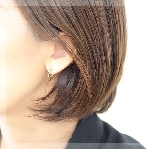 フープピアス ピアス 1.6mm×12mm バネ式 k18 K18 18金 ゴールド