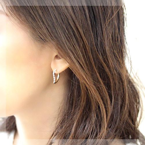 フープピアス ダイヤモンド ダイヤ 18k K18 18金 ゴールド エタニティ 