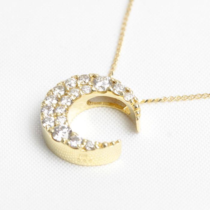 ダイヤモンド ネックレス レディース ダイヤネックレス K18 18金 18k 月 三日月 ムーン 0.25ct 45cm 喜平チェーン アジャスタフリーの画像