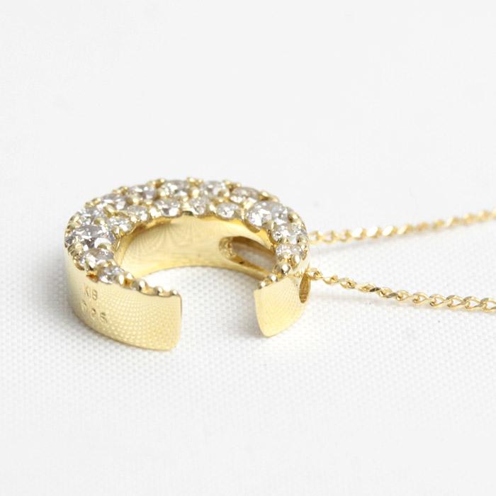 ダイヤモンド ネックレス レディース ダイヤネックレス K18 18金 18k 月 三日月 ムーン 0.25ct 45cm 喜平チェーン アジャスタフリーの画像