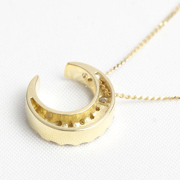 ダイヤモンド ネックレス レディース ダイヤネックレス K18 18金 18k 月 三日月 ムーン 0.25ct 45cm 喜平チェーン アジャスタフリーの画像