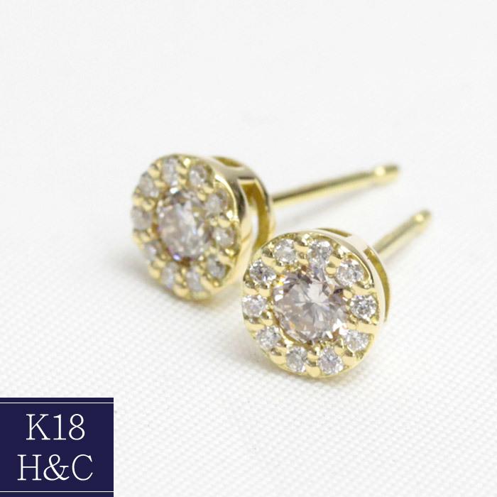 ピアス ダイヤモンド レディース 18金 18k K18 ゴールド ダイヤ H＆C 