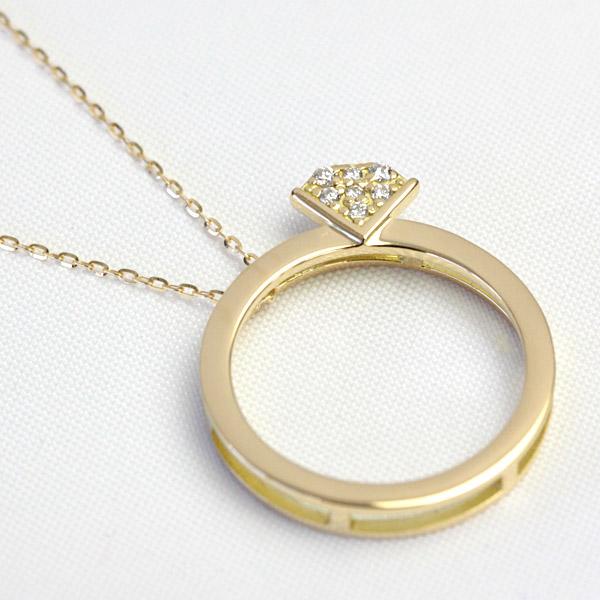 ネックレス レディース ダイヤモンド 18金 18k K18 ダイヤモンドリングデザイン 0.03ct ダイヤネックレスの画像