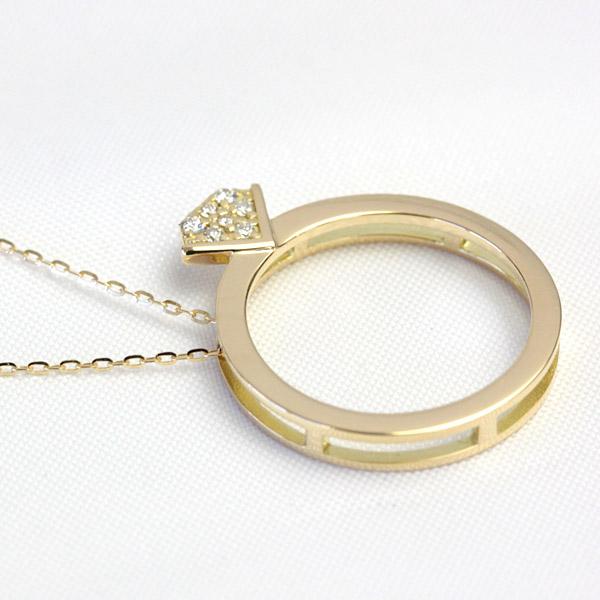 ネックレス レディース ダイヤモンド 18金 18k K18 ダイヤモンドリングデザイン 0.03ct ダイヤネックレスの画像