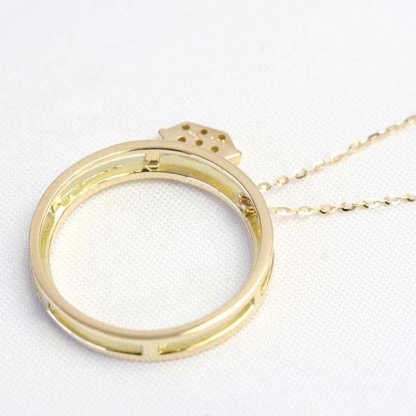 ネックレス レディース ダイヤモンド 18金 18k K18 ダイヤモンドリングデザイン 0.03ct ダイヤネックレスの画像