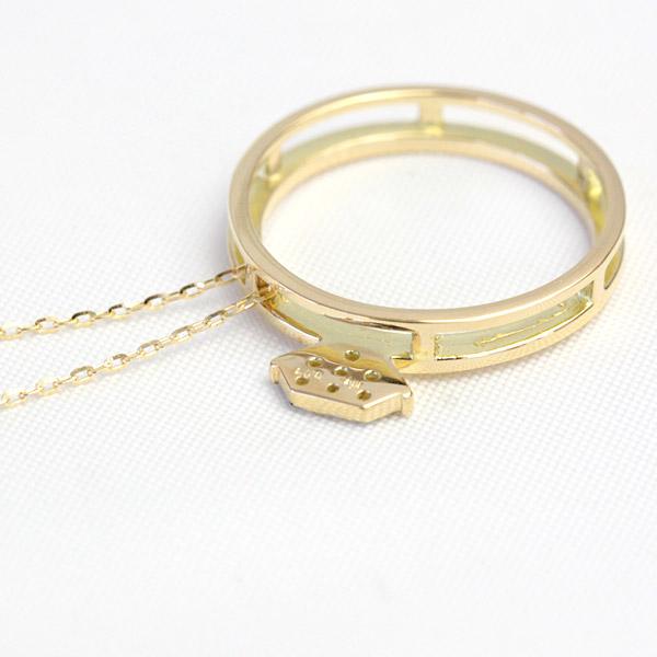 ネックレス レディース ダイヤモンド 18金 18k K18 ダイヤモンドリングデザイン 0.03ct ダイヤネックレスの画像