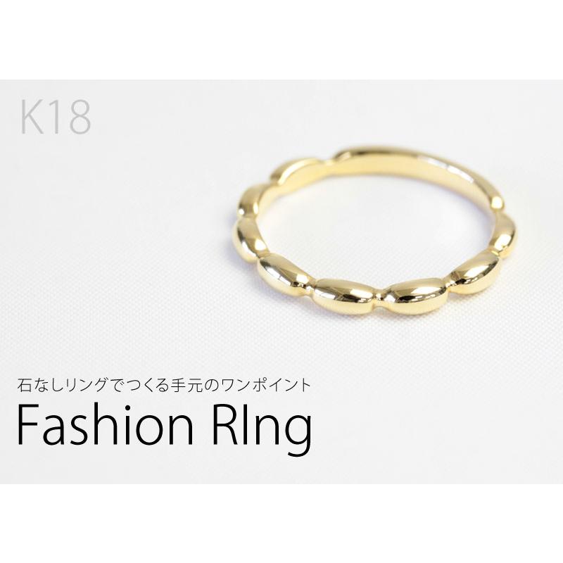 地金リング レディース 指輪 18金 18k K18 ゴールド ファッションリング 細身 しっかり 文字入れ不可の画像