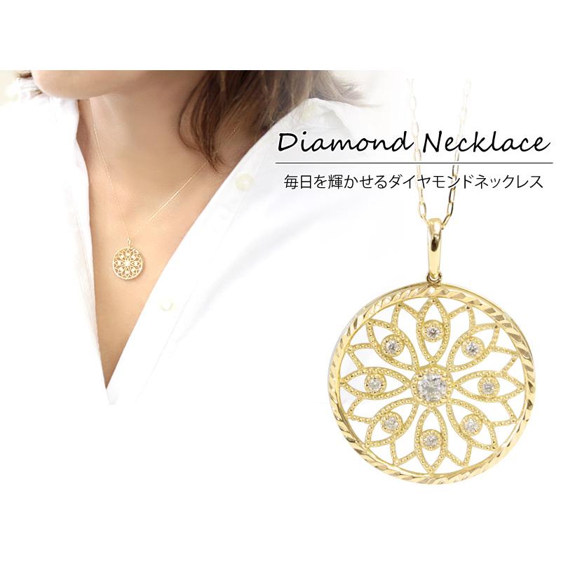 ダイヤモンド ネックレス レディース K18 18k 18金 0.16ct カラット 