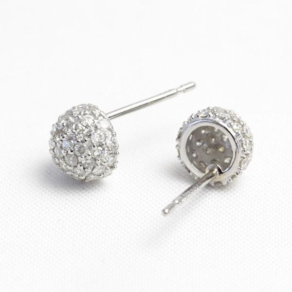 ダイヤモンド ピアス プラチナ Pt900 レディース パヴェ ダイヤ ボール 0.4ct 華やか 可愛いの画像