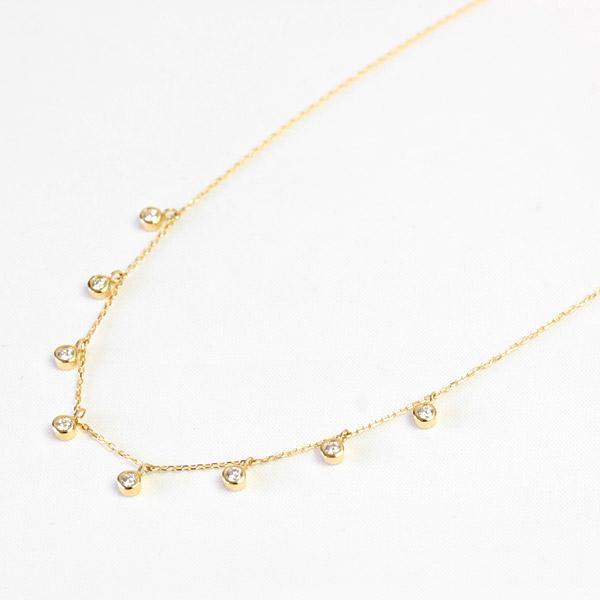 ダイヤモンド ステーション ネックレス レディース K18 18k 18金 0.2ct 覆輪留め ベゼルセッティングの画像