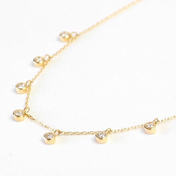 ダイヤモンド ステーション ネックレス レディース K18 18k 18金 0.2ct 覆輪留め ベゼルセッティングの画像