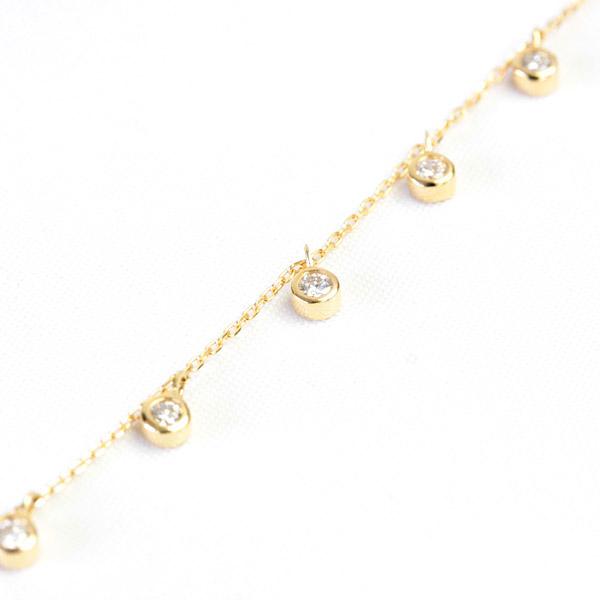 ダイヤモンド ステーション ネックレス レディース K18 18k 18金 0.2ct 覆輪留め ベゼルセッティングの画像