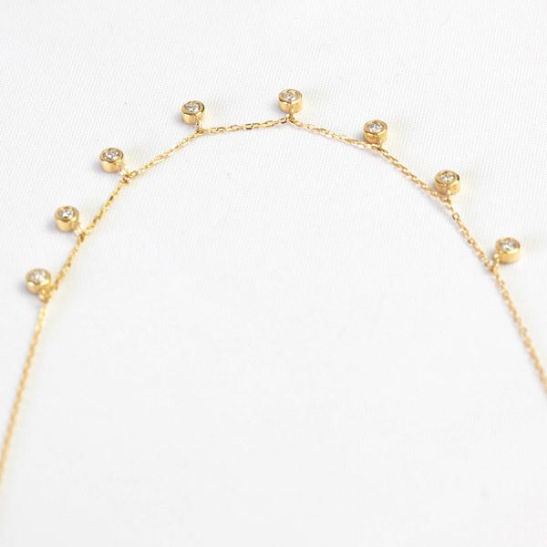 ダイヤモンド ステーション ネックレス レディース K18 18k 18金 0.2ct 覆輪留め ベゼルセッティングの画像