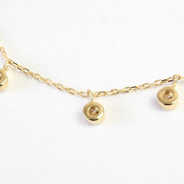 ダイヤモンド ステーション ネックレス レディース K18 18k 18金 0.2ct 覆輪留め ベゼルセッティングの画像