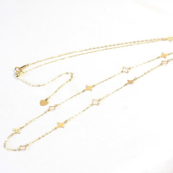 ネックレス ロングネックレス 星 スター レディース 18金 18k K18 70cm アジャスタフリーチェーンの画像
