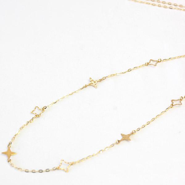 ネックレス ロングネックレス 星 スター レディース 18金 18k K18 70cm アジャスタフリーチェーンの画像
