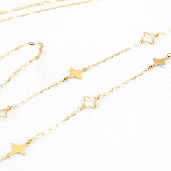 ネックレス ロングネックレス 星 スター レディース 18金 18k K18 70cm アジャスタフリーチェーンの画像