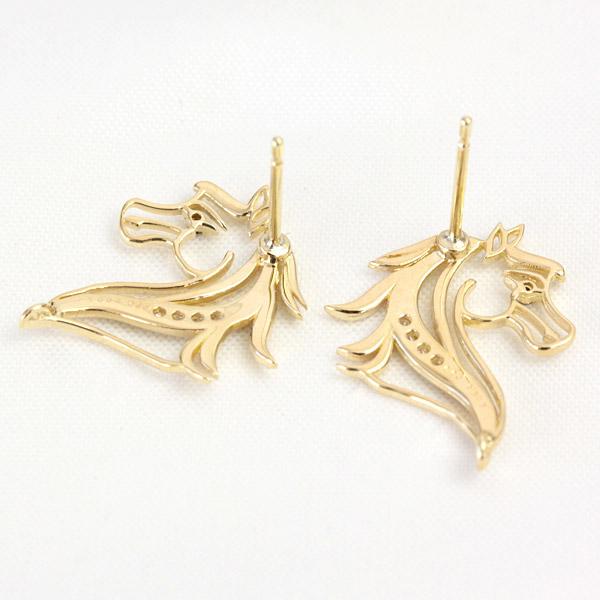 ピアス ダイヤモンド 0.04ct K18 ホース 馬 ールド 幸運 キュートの画像