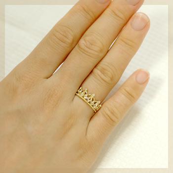 ダイヤモンド リング レディース 指輪 ダイヤ 18金 18k K18 ゴールド 0.1ct プリンセス ティアラの画像