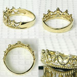 ダイヤモンド リング レディース 指輪 ダイヤ 18金 18k K18 ゴールド 0.1ct プリンセス ティアラの画像