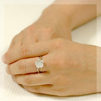 ダイヤモンド リング レディース 指輪 ダイヤ 18金 18k K18 ゴールド 0.3ct カラット フラワーの画像