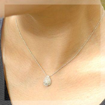 ダイヤモンド ネックレス レディース ダイヤネックレス 18金 18k K18 ゴールド 0.3ct カラット パヴェ ティアドロップ 雫の画像
