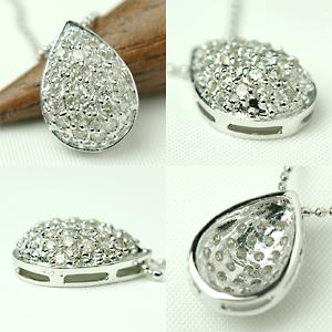 ダイヤモンド ネックレス レディース ダイヤネックレス 18金 18k K18 ゴールド 0.3ct カラット パヴェ ティアドロップ 雫の画像