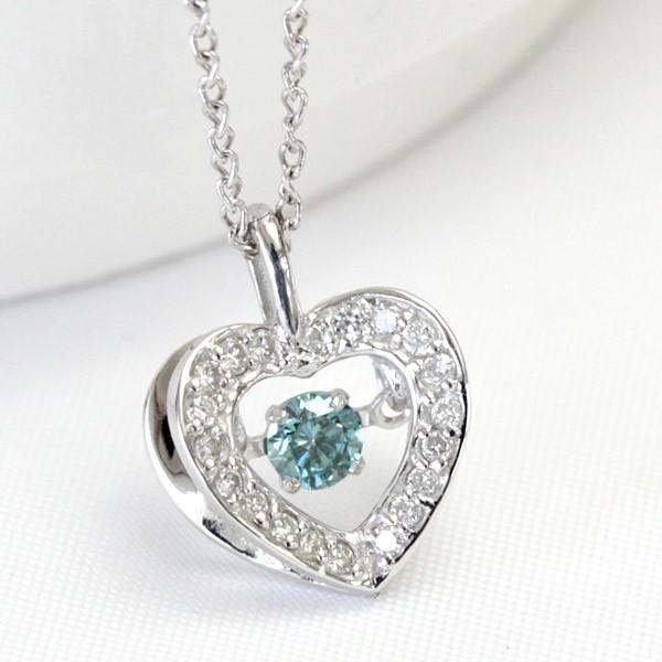 ダイヤモンド ネックレス レディース ダイヤネックレス 18金 18k K18 ホワイトゴールド ダンシングストーン 揺れる 0.26ct カラット アイスブルーダイヤ ハート