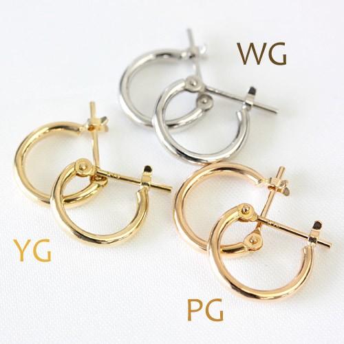 ピアス 18金 フープ 18k フープピアス K18 k14 レディース 1.5mm×10mm 
