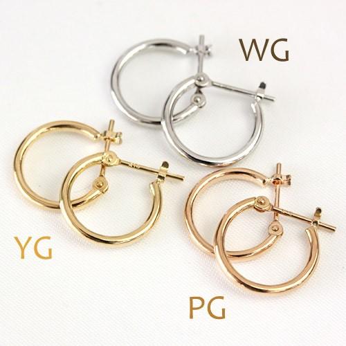 ピアス 18金 フープ18k フープピアス K18 K14 レディース 1.5mm×12mm