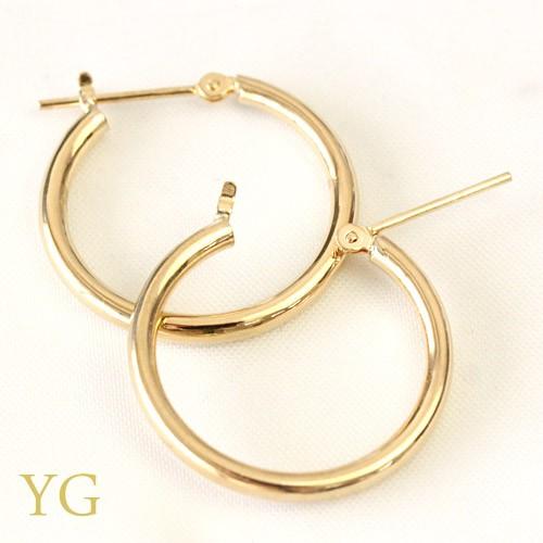 フープピアス ピアス 18金 18k k18 ゴールド レディース 2.0mm×20mm