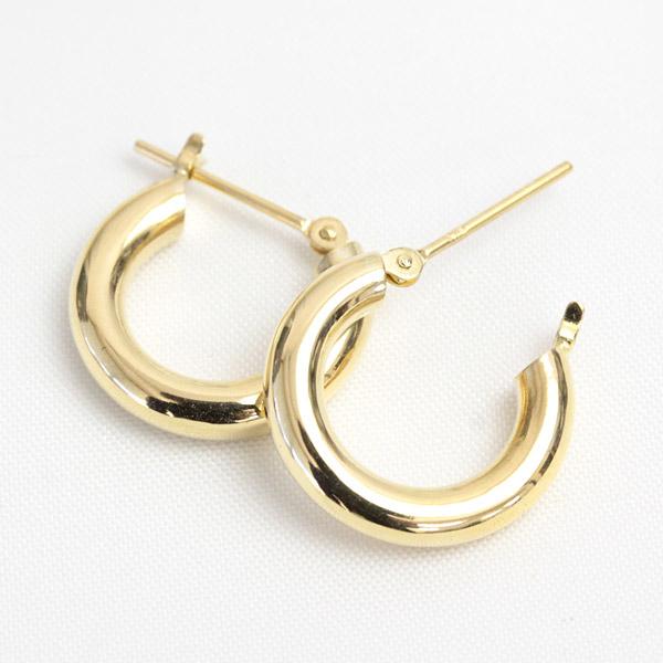 フープピアス 18k K18 18金 YG PG イエローゴールド ピンクゴールド レディース 可愛い 3.0mm×15mm ピアス 輪っか 石なし 地金 大きめ 日本製 1ペア 両耳用の画像