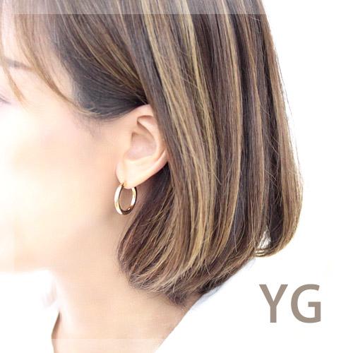 フープピアス 18k K18 18金 YG PG イエローゴールド ピンクゴールド レディース 可愛い 3.0mm×20mm ピアス 輪っか 石なし 地金 大きめ 日本製 1ペア 両耳用の画像