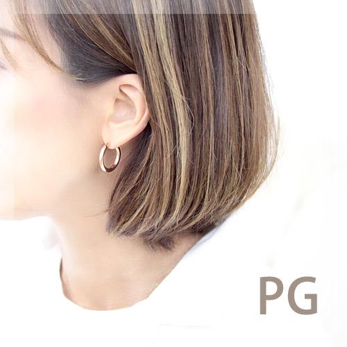フープピアス 18k K18 18金 YG PG イエローゴールド ピンクゴールド レディース 可愛い 3.0mm×20mm ピアス 輪っか 石なし 地金 大きめ 日本製 1ペア 両耳用の画像