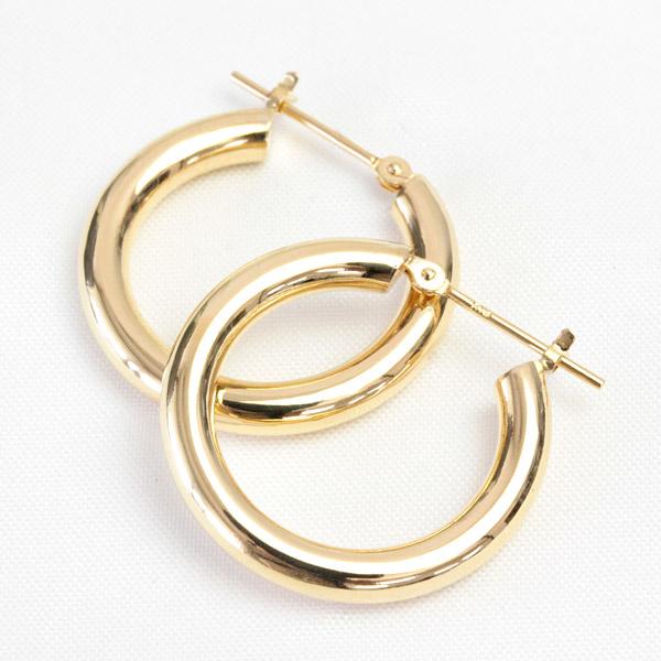 フープピアス 18k K18 18金 YG PG イエローゴールド ピンクゴールド レディース 可愛い 3.0mm×20mm ピアス 輪っか 石なし 地金 大きめ 日本製 1ペア 両耳用の画像
