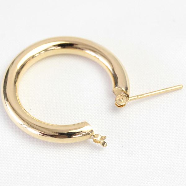 フープピアス 18k K18 18金 YG PG イエローゴールド ピンクゴールド レディース 可愛い 3.0mm×20mm ピアス 輪っか 石なし 地金 大きめ 日本製 1ペア 両耳用の画像