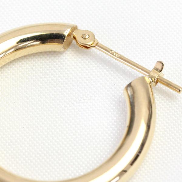 フープピアス 18k K18 18金 YG PG イエローゴールド ピンクゴールド レディース 可愛い 3.0mm×20mm ピアス 輪っか 石なし 地金 大きめ 日本製 1ペア 両耳用の画像