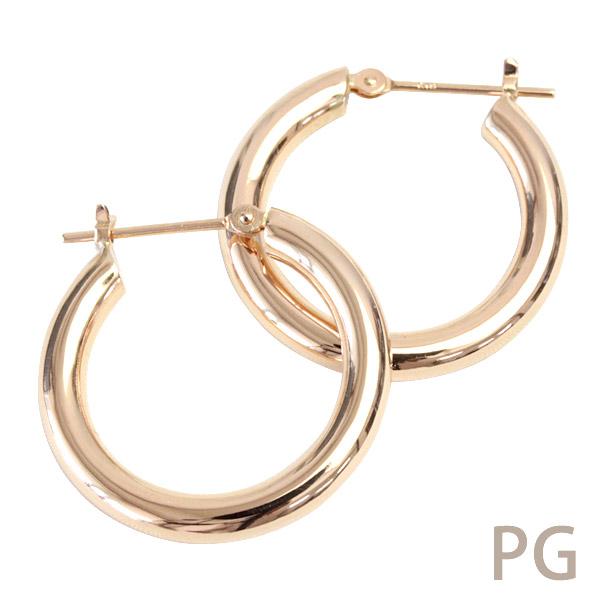 フープピアス 18k K18 18金 YG PG イエローゴールド ピンクゴールド レディース 可愛い 3.0mm×20mm ピアス 輪っか 石なし 地金 大きめ 日本製 1ペア 両耳用の画像
