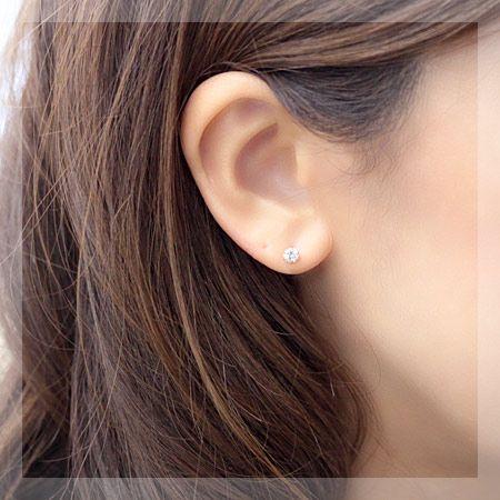 ピアス ダイヤモンド 一粒 レディース 18金 18k K18 ゴールド ダイヤ