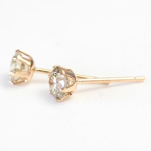 ピアス レディース ダイヤモンド ダイヤ 一粒 18金 18k K18 ゴールド シャンパンブラウンダイヤ 0.6ct カラット SIクラスアップの画像